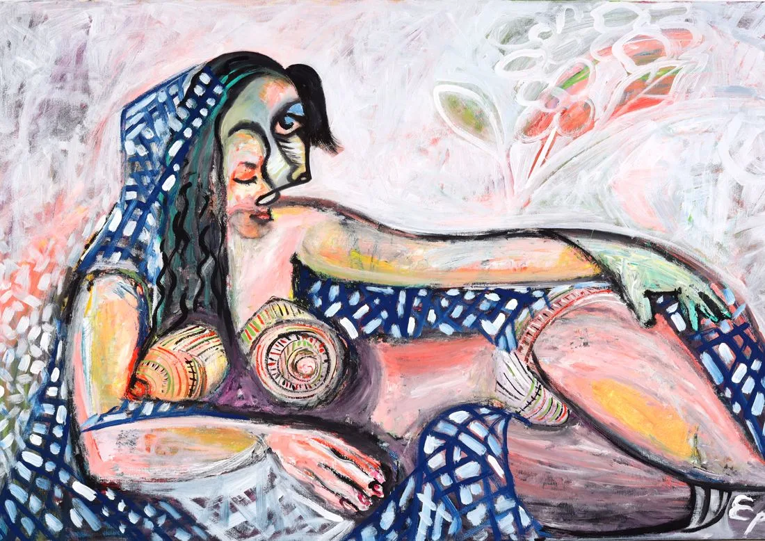 Haar und Psyche, Acryl auf Leinwand von Epi